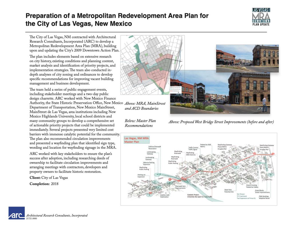 A thumbnail of a project sheet for the City of Las Vegas Metropolitan Redevelopment Area Plan.
