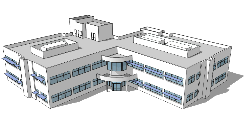 A three-D illustration of a building.
